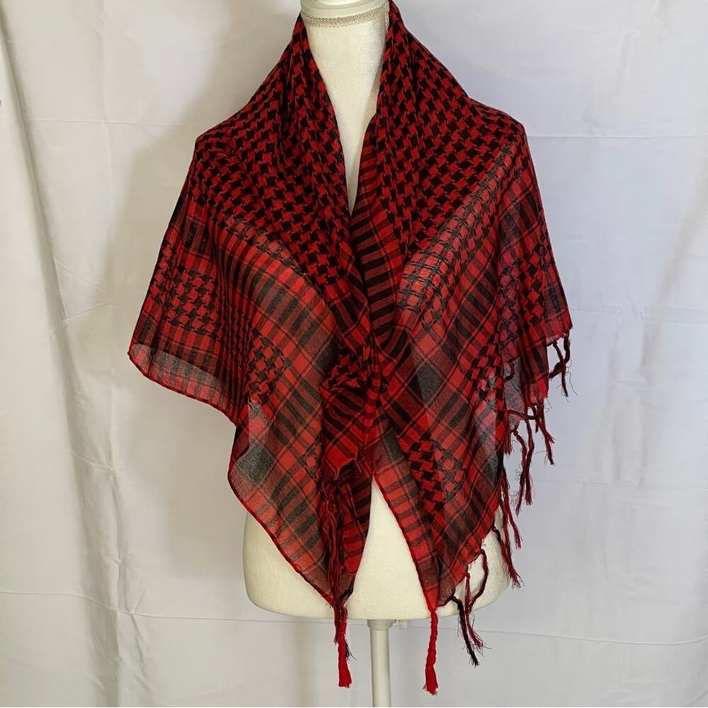 Red & Black ladies Scarf Tribal pattern 42" x 42" wide
